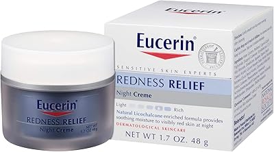 Eucerin crème de nuit apaisante et réduisant les rougeurs pour peaux sensibles, 50,27 g. La boutique en ligne DIAYTAR COTE D'IVOIRE se distingue par sa grande variété de produits, allant des produits alimentaires aux accessoires de mode. Elle bénéficie d'une reconnaissance importante en Côte d'Ivoire en raison de sa capacité à proposer des promotions attractives et des prix compétitifs. DIAYTAR COTE D'IVOIRE met également l'accent sur la qualité du service client.