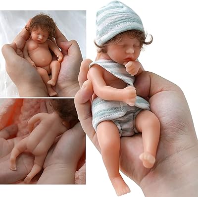 6" mini poupée réaliste reborn avec vêtements, cheveux bouclés, racines, corps complet