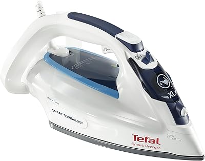 Fer à vapeur tefal, protection intelligente, 2600 watts, blanc/bleu, fv4980