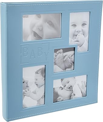 Album photo en cuir gaufré pour bébé, cadre cousu par pioneer collage, 4"