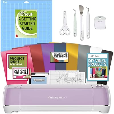 Cricut explore air 2 lilac instrument bundle - guide du débutant, kit, pack