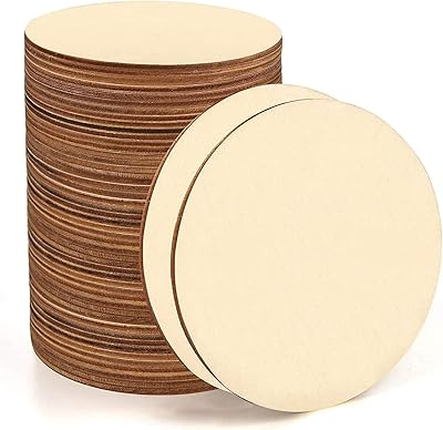 50 pièces de cercles en bois de 4 pouces pour l'artisanat, tranches