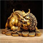 Statue sculpture chanceux laiton pixiu ornements bureau salon collection décoration