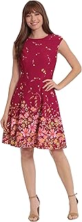 Robe fleurie london times pour femme avec mancherons et coupe ajustée
