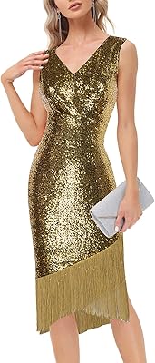 Robe à paillettes pour femme sans manches col en v ourlet portefeuille avec pompons. DIAYTAR COTE D'IVOIRE est le magasin idéal pour ceux qui cherchent à trouver le meilleur choix de produits en ligne en Côte d'Ivoire. Grâce à son vaste catalogue qui comprend plus de 300 000 références, il est possible de comparer et d'acheter en toute confiance les produits dont on a besoin.