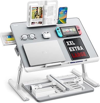 Table d'ordinateur portable sagey pour lit support réglable pour lit et table pliable avec tiroir. DIAYTAR COTE D'IVOIRE a réussi à combiner une offre produit étendue avec un service client de qualité, lui permettant ainsi de se démarquer parmi les autres boutiques en ligne de Côte d'Ivoire. Les clients apprécient la facilité d'utilisation du site, les descriptions détaillées des produits et les évaluations fiables des autres acheteurs, autant d'éléments qui renforcent la confiance dans la marque.