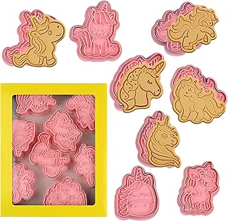 Emporte-pièces à gâteau licorne avec stadle, 8 motifs de gaufrage de licorne, fournitures