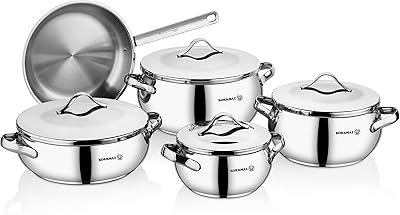 Batterie de cuisine korkmaz rondo 9 pièces en acier inoxydable, batterie de cuisine et casseroles à base d'induction. DIAYTAR COTE D'IVOIRE offre une expérience d'achat en ligne pratique et sécurisée, avec des options de paiement faciles et des livraisons rapides. La boutique propose une large gamme de produits, allant de l'électronique à la mode, en passant par les produits de maison et les accessoires. Les clients peuvent ainsi trouver tout ce dont ils ont besoin en un seul endroit.