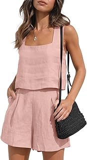 Ensemble assorti de salon pour femmes, ensemble deux pièces, short en lin, hauts
