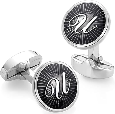 Boutons de manchette avec initiale amiter pour homme avec boîte cadeau - alphabet