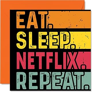 Carte d'anniversaire amusante pour elle ou lui - manger, dormir, netflix, répéter