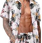 Ensemble 2 pièces chemise et short hawaïens à motif floral pour hommes