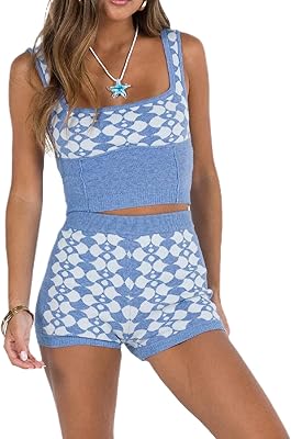 Ensemble de shorts tricotés pour femmes de y2k, composé de deux pièces composées