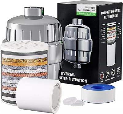 Filtre de pomme de douche avec système de filtration en 15 étapes élimine