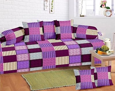 Ensemble de divan en coton multicolore home elite (paquet de 8)