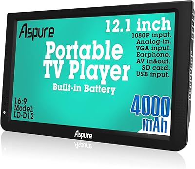 Téléviseur led numérique portable hd dvb-t2 tft 12 pouces pour voiture