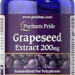 Capsules d'extrait de pépins de raisin puritan's pride 200 mg, 120 gélules