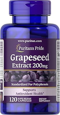 Capsules d'extrait de pépins de raisin puritan's pride 200 mg, 120 gélules