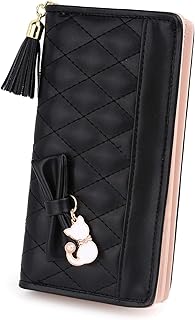 Uto portefeuille en cuir pu pour femmes, grande capacité, pendentif chat, porte-cartes, support