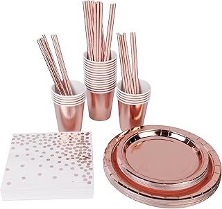 Beauty 146 pièces de fournitures de fête en or rose, vaisselle en aluminium, assiettes en papier, serviettes, tasses et pailles pour mariage, anniversaire et fête d'anniversaire - 24 invités. DIAYTAR COTE D'IVOIRE, c'est la boutique en ligne généraliste numéro un en Côte d'Ivoire, proposant plus de 300 000 références pour satisfaire tous vos besoins. Avec une variété de produits allant de l'électronique au vêtement en passant par les accessoires, DIAYTAR est le leader incontesté du e-commerce ivoirien.