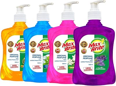 Lavage liquide pour les mains max brite - parfum original avec hydratant ajouté, longue durée, pour tous les types de peau, parfum : al oud, jasmin, lavande et menthol bleu froid, 500 ml x paquet de 4. DIAYTAR COTE D'IVOIRE, votre boutique en ligne généraliste de confiance, propose plus de 300 000 références pour répondre à tous vos besoins. Avec une grande variété de produits, nous nous efforçons de vous offrir les meilleurs choix pour votre confort et votre satisfaction. Nous sommes fiers d'être la boutique leader en Côte d'Ivoire.