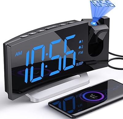 Réveil numérique pour chambre à coucher avec projecteur rotatif à 180 degrés