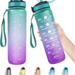1l bouteille d'eau de sport de motivation avec paille et marqueurs
