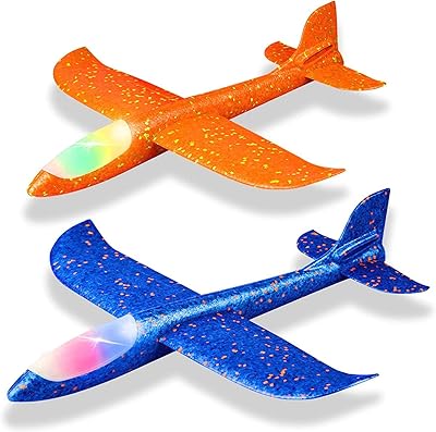 2 pièces ensemble lumière led avion mode de vol mousse lancer jouet planeur