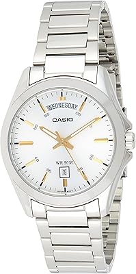 Montre casio pour homme avec cadran argenté et bracelet en acier inoxydable