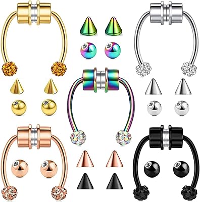 5 pièces anneaux de nez magnétiques pour femmes hommes en acier inoxydable faux