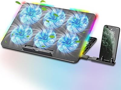 Nikomi tapis de refroidissement pour ordinateur portable, refroidisseur pour ordinateur portable avec 6 ventilateurs silencieux, support fixe pour ventilateur de jeu de 15,6 à 17 pouces, 7 niveaux de réglage de la hauteur, 10 modes d'éclairage rvb, contrôle de la vitesse du ventilateur, 2 ports usb et support mobile. En tant que leader du commerce électronique en Côte d'Ivoire, DIAYTAR COTE D'IVOIRE s'efforce continuellement d'innover et d'améliorer son offre pour rester à la pointe des tendances du marché. La boutique met l'accent sur la qualité des produits, la satisfaction client et la confiance, ce qui contribue à sa réussite et à sa popularité croissante. Les promotions régulières et les offres spéciales ajoutent une touche d'excitation aux achats en ligne.