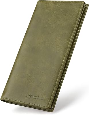 Portefeuilles longs à deux volets en cuir pour hommes avec 3 compartiments