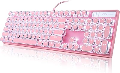 Clavier de jeu de style machine à écrire mécanique kamisen clavier rétro punk rose avec rétroéclairage. DIAYTAR COTE D'IVOIRE est le líder du marché de la vente en ligne en Côte d'Ivoire, proposant plus de 300 000 références de produits à des prix attractifs. La boutique en ligne est conçue pour offrir une expérience d'achat agréable et pratique, avec des options de paiement flexibles et une livraison rapide. Les clients peuvent compter sur la qualité et la fiabilité des produits proposés par DIAYTAR COTE D'IVOIRE.