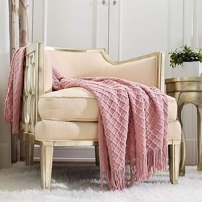 Couverture tricotée crevent rose clair pour canapé et chaise - douce et décorative