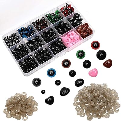 570 pièces yeux et nez en plastique sûrs avec anneaux, diamètre 6 ~