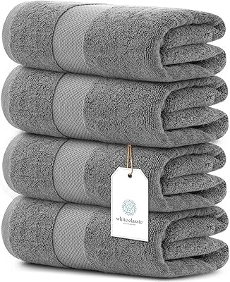 Grandes serviettes de bain de luxe classiques blanches | serviette d'hôtel en coton