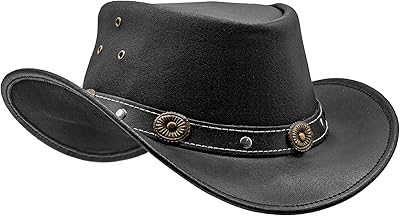Hadzam chapeau de cowboy en cuir imperméable | chapeau de pluie occidental |