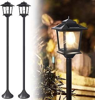 63\"lot de 2 lampadaires solaires imperméables, lampadaires d'extérieur, lampadaire décoratif vintage pour patio