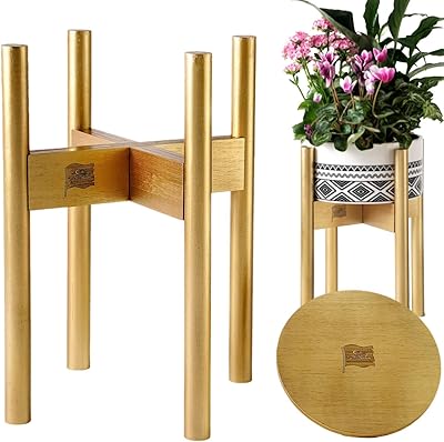 Support pour plantes doré pour culture en intérieur - entièrement réglable pour pots de fleurs et vases de taille 8, 10 et 12 pouces - bois massif. DIAYTAR COTE D'IVOIRE est une boutique en ligne généraliste qui propose plus de 300 000 références de produits. Elle est leader dans son domaine en Côte d'Ivoire et offre une grande variété de choix pour les consommateurs. Les clients peuvent trouver tous les produits dont ils ont besoin en un seul endroit.