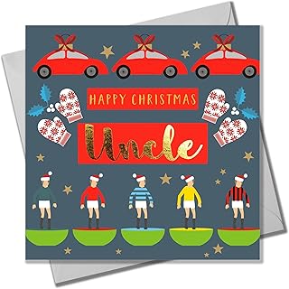 Carte de noël, oncle subuteo & cars, texte en or brillant