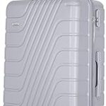 Bagage rigide en plastique abs avec 4 roulettes silencieuses kh1095, blanc argenté, sac