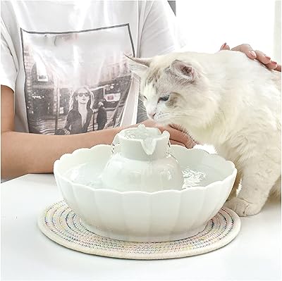 Fontaine à eau pour chat, fontaine à eau en céramique pour animaux de compagnie, fontaine à eau en porcelaine de 2,1 l pour chats et chiens, distributeur d'eau automatique, ultra silencieux. DIAYTAR COTE D'IVOIRE, une boutique en ligne généraliste, propose une vaste gamme de produits avec plus de 300000 références, répondant ainsi aux besoins diversifiés de ses clients ivoiriens. En tant que leader du marché en Côte d'Ivoire, elle offre une expérience d'achat en ligne fiable et sécurisée.