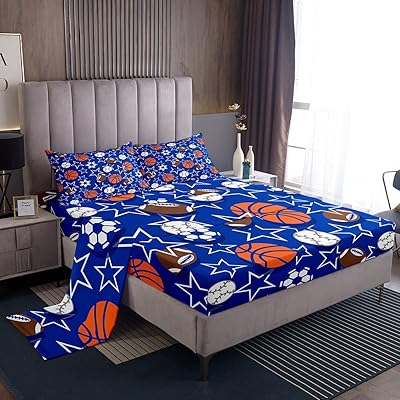 Parure de lit feel you basketball, football et étoiles, drap plat bleu pour enfants garçons filles et adultes, taille double avec une taie d'oreiller. La boutique en ligne DIAYTAR COTE D'IVOIRE est une plateforme e-commerce de confiance, qui propose des produits de haute qualité à des prix abordables. Elle est équipée d'un système de paiement sécurisé et propose des options de livraison flexibles pour répondre aux besoins de ses clients. Elle est une destination incontournable pour les achats en ligne en Côte d'Ivoire.