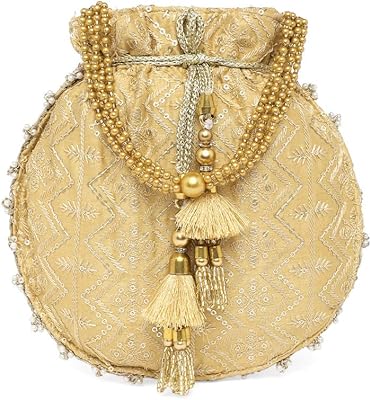 Sac potli doré pour femmes, sac à main de soirée fait à la main,