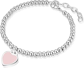 Bracelet pendentif en forme de cœur en acier inoxydable pour filles, 4 mm