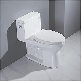 Toilette monobloc allongée meg - t133, housse de siège à fermeture douce, poignée