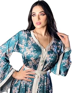 Robe maxi islamique femmes vêtements ethniques du moyen-orient manches longues imprimé floral