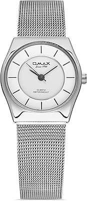 Montre analogique femme 32 mm en maille avec cadran rond blanc et bracelet