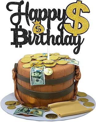Festico® money happy birthday cake topper - décoration de gâteau avec signe