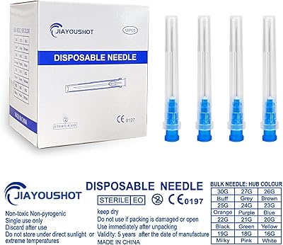 120 pièces d'aiguilles distributrices 23ga, accessoires de seringue d'injection en paquet individuel